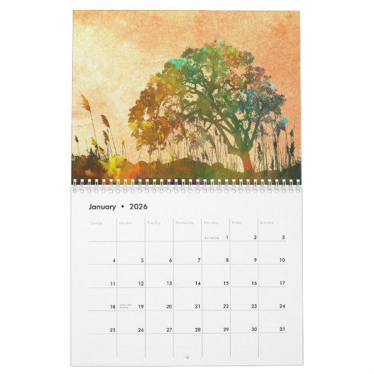 Calendrier Imaginaire numérique peinture Abstraite (Jan 2026)