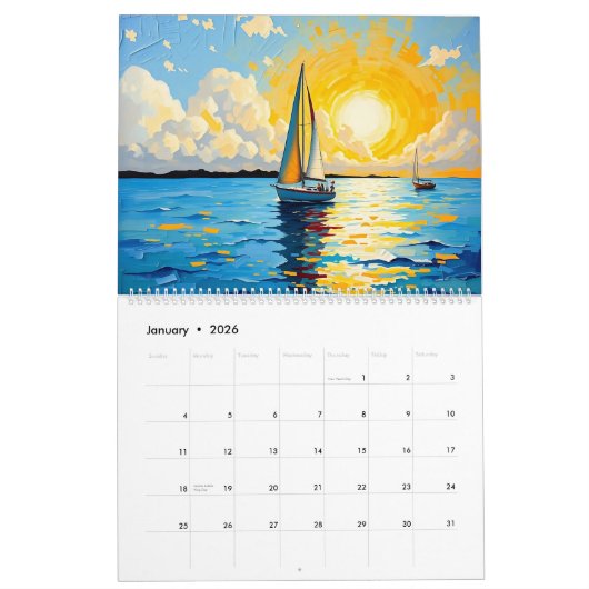 Calendrier Impasto Style Coastal Art (Jan 2026)