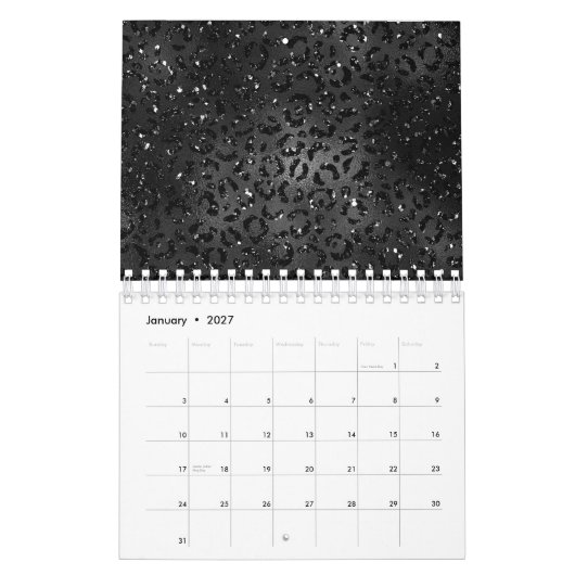 Calendrier Imprimé léopard guépard noir, animal stylé simple (Jan 2027)
