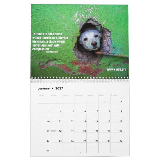 Calendrier imprimé par coutume (Jan 2027)