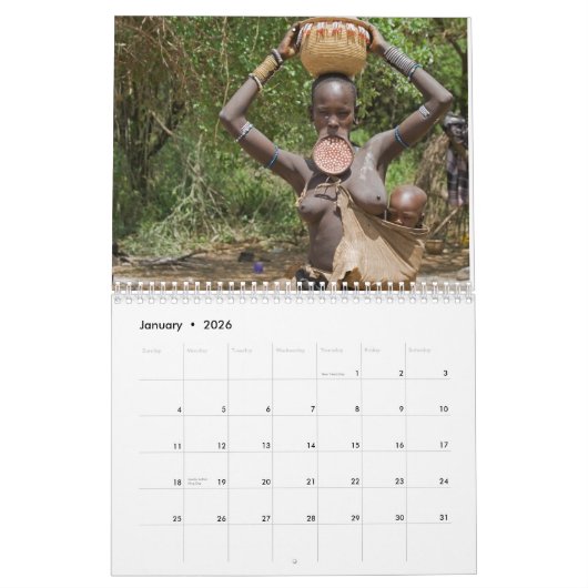 Calendrier imprimé par coutume africaine de (Jan 2026)