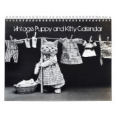 Calendrier imprimé par coutume vintage de chiot et (Protection)
