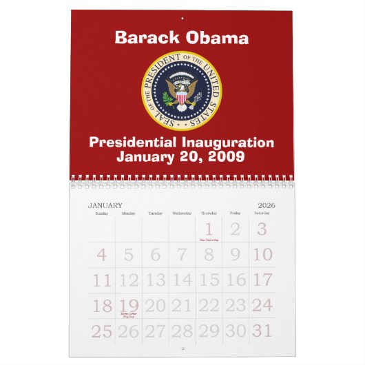 Calendrier Inauguration de PRÉSIDENT OBAMA commémorative (Jan 2026)