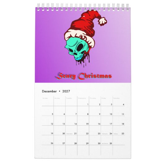 Calendrier Incroyable Zombie Apocalypse Awesome Crâne (Dec 2027)