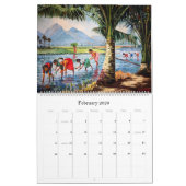 Calendrier indien de peinture de village (Feb 2026)