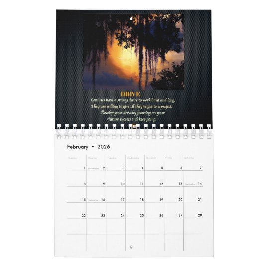 CALENDRIER INSPIRATIONAL-CHARACTERISTICS D'UN GÉNIE (Feb 2026)