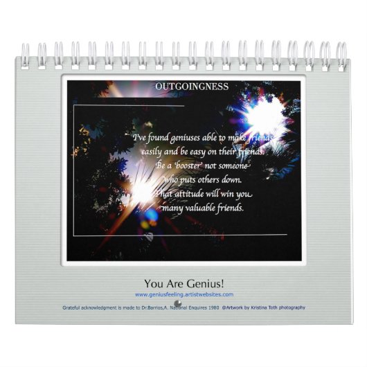 CALENDRIER INSPIRATIONAL-CHARACTERISTICS D'UN GÉNIE (Protection)