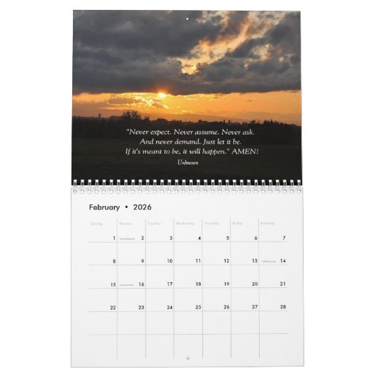 Calendrier Inspirationnel 2026 (Feb 2026)