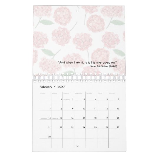 Calendrier islamique 2026 avec citations du Coran (Feb 2027)