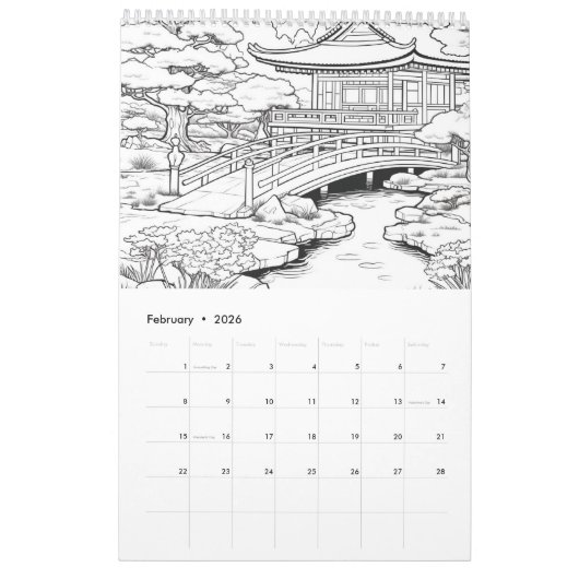 Calendrier Jardin Japonais Il vous-même (Feb 2026)