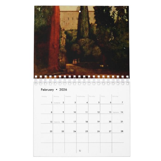 Calendrier Jardins italiens par Maxfield Parrish (Feb 2026)