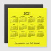 Calendrier Jaune 2021 par Janz 5x5 Magnet (Devant / Derrière)