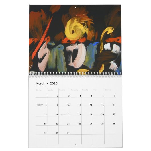 Calendrier Jazz Art par E.J. Gold (Mar 2026)