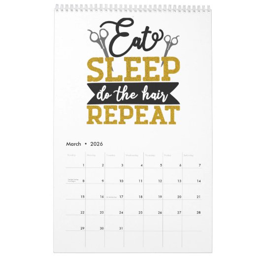 Calendrier Je suis coiffeur (Mar 2026)