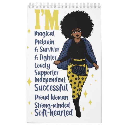 Calendrier Je suis une motivation positive inspirer mélanine (Dos)