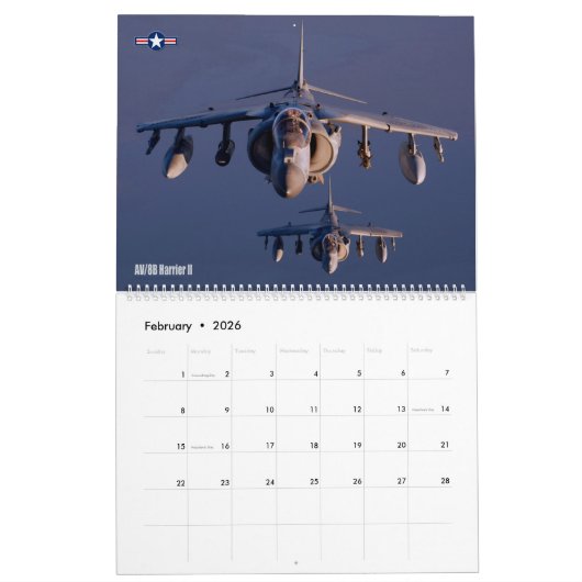 Calendrier JETS JARHEAD - AV-8B Harrier II (Feb 2026)