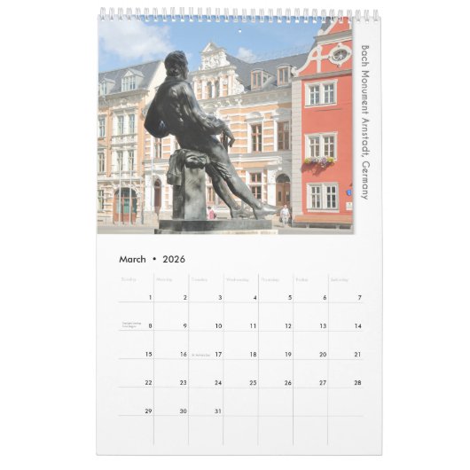 Calendrier Johann Sebastian Bach Monument, 2026 (Mar 2026)