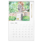 Calendrier Johann Sebastian Bach Monuments, Style Aquarelle (Jan 2026)