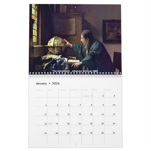 Calendrier Johannes Vermeer (Jan 2026)