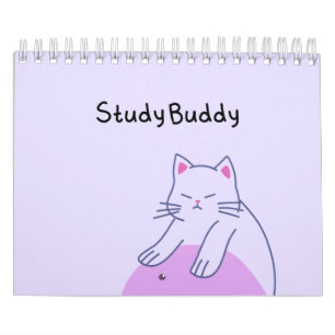 Calendrier Joli chat lavande « Study Buddy » Kawaii pastel Il