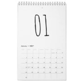 Calendrier Joli écriture manuscrite simple noir et blanc (Jan 2027)