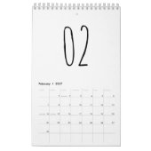 Calendrier Joli écriture manuscrite simple noir et blanc (Feb 2027)