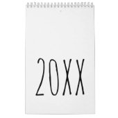 Calendrier Joli écriture manuscrite simple noir et blanc (Protection)