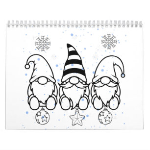 Calendrier  Jolies lutins de Noël Design de vacances. 