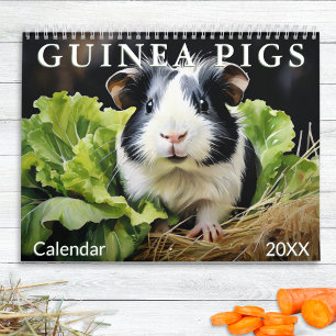 Calendrier Jolis Cochons d'Inde Amoureux des Animaux Aquarell