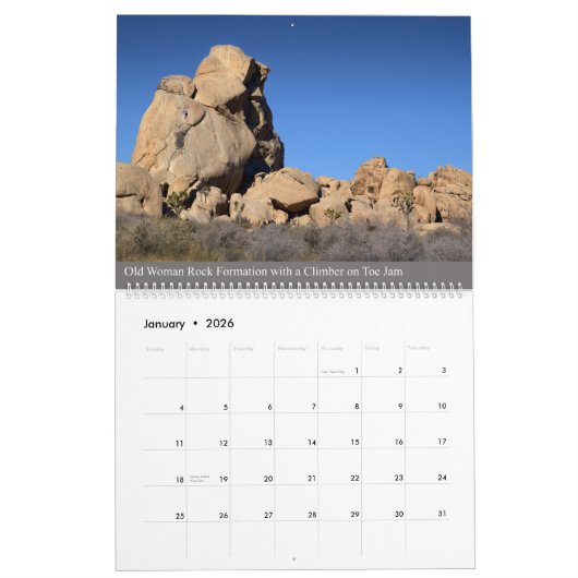 Calendrier Joshua Tree National Park Escalade et Camping (Jan 2026)