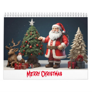 Calendrier Joyeux mur de Noël design avec père Noël