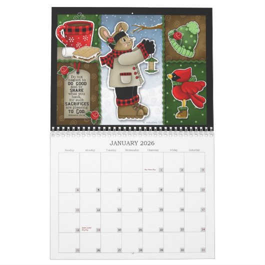 Calendrier "Joyous Blessings & Inspiration" 2026 Calendar (Jan 2026)