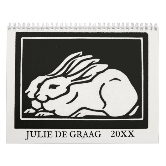 Calendrier Julie de Graag Art Nouveau Gravures sur Bois Année (Protection)