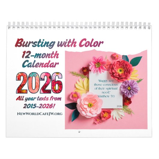 Calendrier JW 2026 Year Text Calendar -Bursting With Color! (Protection)