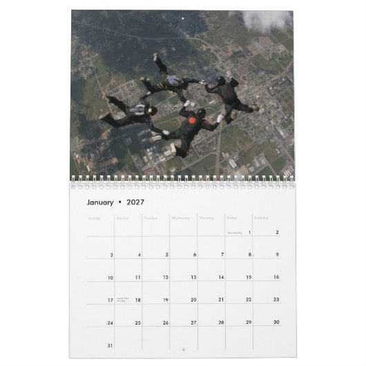 Calendrier Kaléidoscope : Une équipe du parachutisme 4way (Jan 2027)