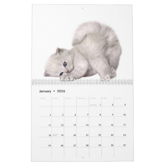 Calendrier kawaii (Jan 2026)