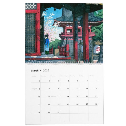 Calendrier Kawase Hasui Scenery 2 large (Mar 2026)