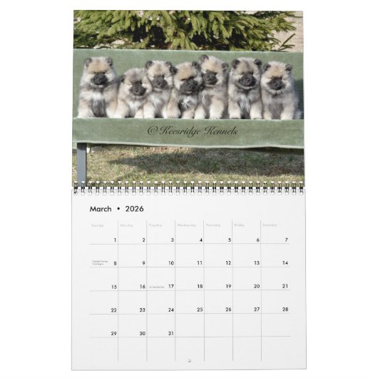 Calendrier Keesridge Kennels 2020 (Mar 2026)