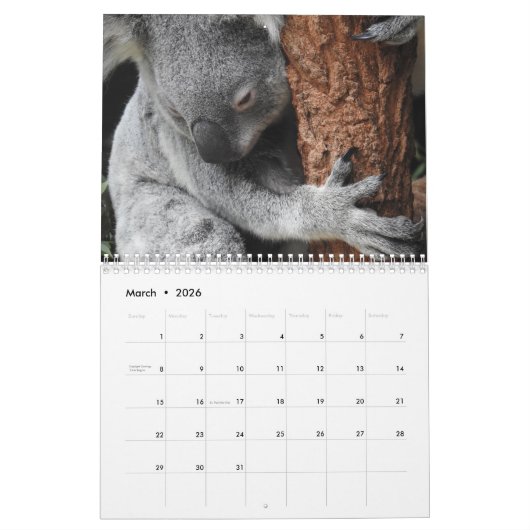 Calendrier Koala (Mar 2026)