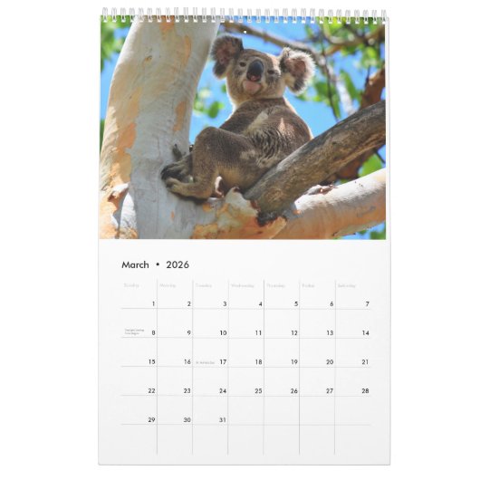 CALENDRIER KOALA AUSTRALIE (Mar 2026)