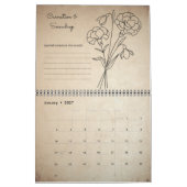 Calendrier Kraft Bohème Fleur de Naissance Mois (Jan 2027)