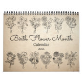 Calendrier Kraft Bohème Fleur de Naissance Mois (Protection)