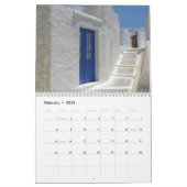 Calendrier La belle Maison Blanche bleue de mer de la Grèce (Feb 2026)