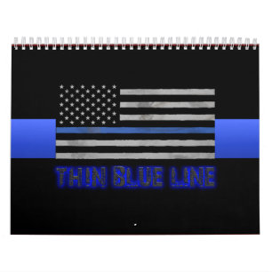 Calendrier La police amincit Blue Line 3D