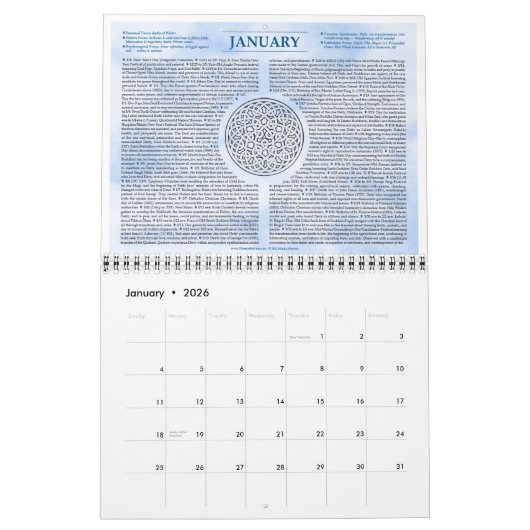 Calendrier La roue de la mystique de l'année 2013 (Jan 2026)