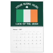 Calendrier La Saint-Patrick Drapeau de l'Irlande Nom personna (Feb 2027)