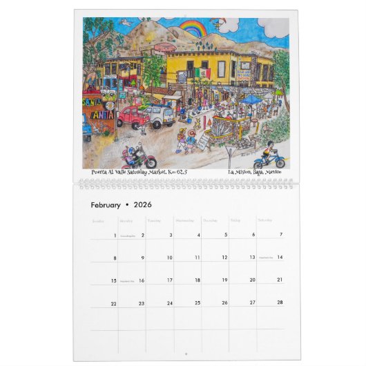 Calendrier La vie est meilleure dans Baja Calendar (Feb 2026)