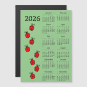 Calendrier Lady Bugs 2026 Carte Magnétique (Devant / Derrière)