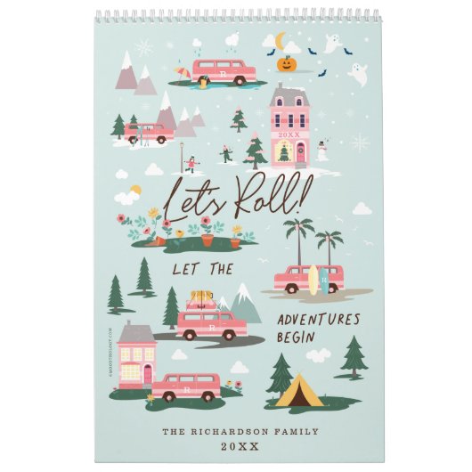 Calendrier Laissez L'Aventure Commencer Chic Rose Retro Van F (Protection)