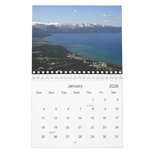 Calendrier Lake Tahoe 2021 (Jan 2026)